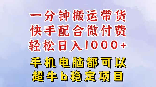 (16285期)快手黑科技一分钟搬运带货,一刀不剪过原创,微付费投流玩法,轻松日入…-优优久网创