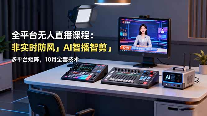 （16279期）全平台无人直播课程：非实时防风＋AI智播智剪＋多平台矩阵，10月全套技术-优优久网创