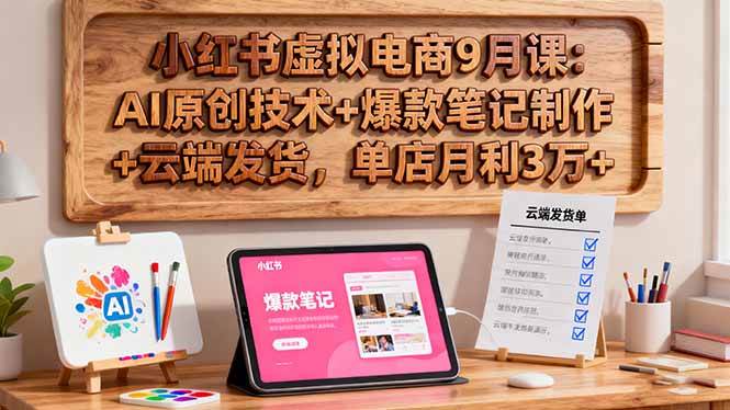 （16287期）小红书虚拟电商9月课：AI原创技术+爆款笔记制作+云端发货，单店月利3万+-优优久网创
