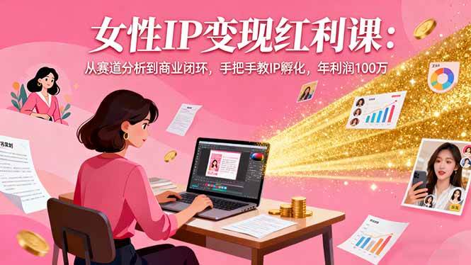 （16294期）女性IP变现红利课：从赛道分析到商业闭环，手把手教IP孵化，年利润100万-优优久网创