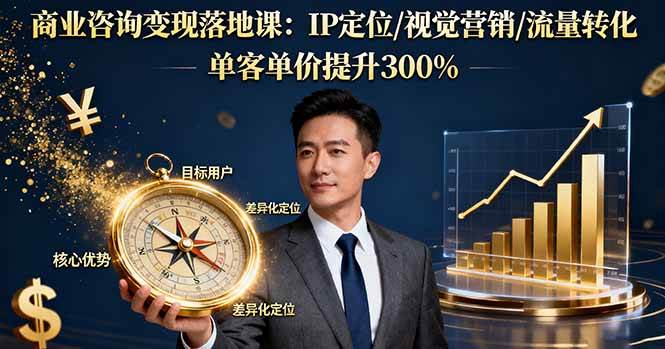 (16249期)商业咨询变现落地课:IP定位/视觉营销/流量转化,单客单价提升300%-优优久网创